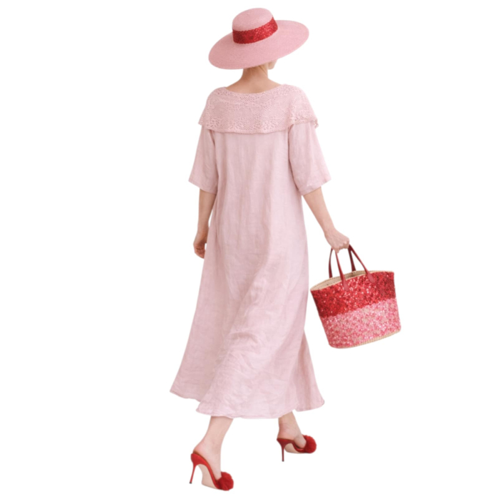 Rochie din in croi larg si guler din dantela [2]