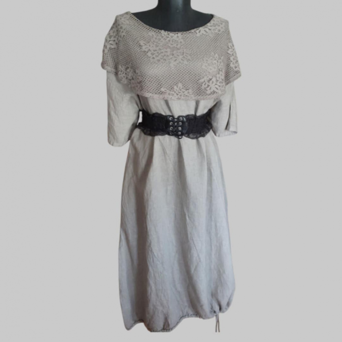 Rochie din in croi larg si guler din dantela [6]