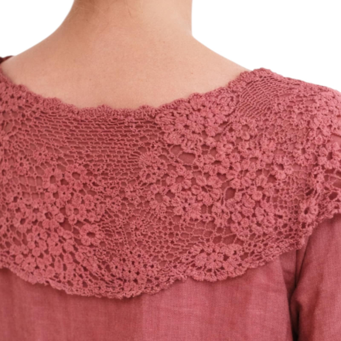 Rochie din in croi larg si guler din dantela [3]