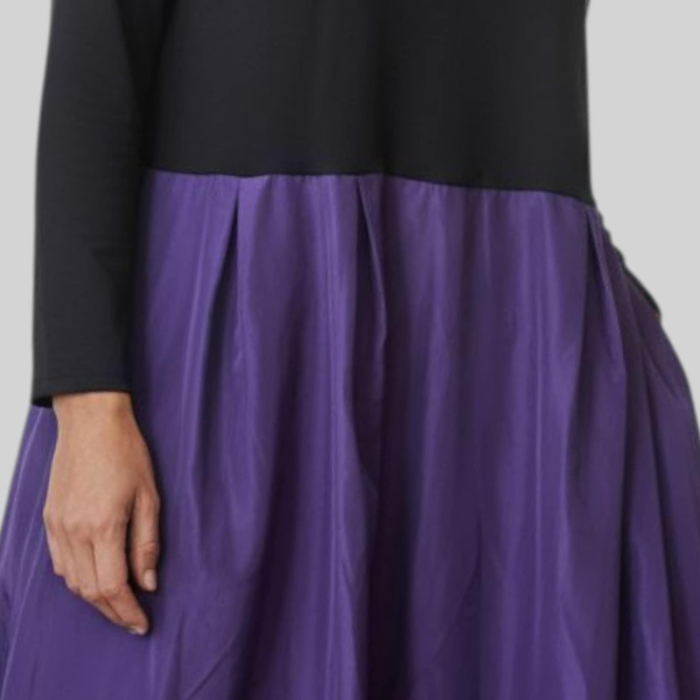 Rochie din vascoaza cu tafta mov si maneci trei sferturi [3]