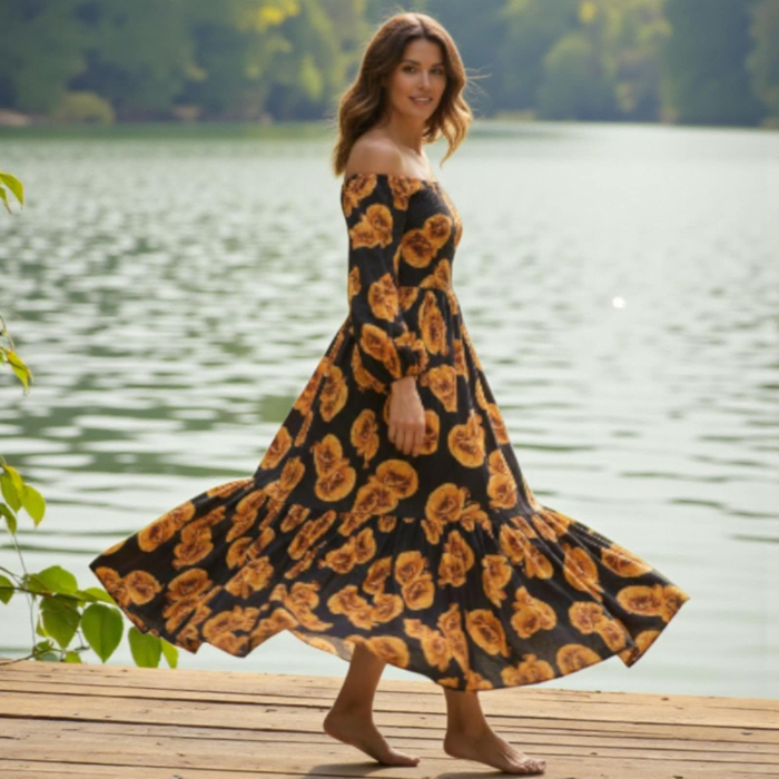 Rochie din  vascoza cu volane si croi amplu [1]