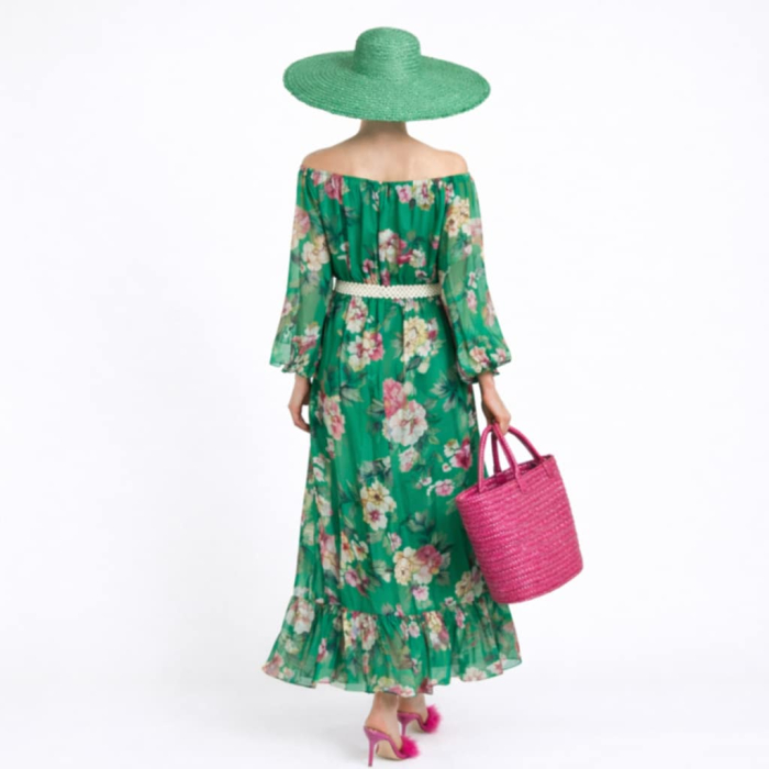 rochie lunga asimetrica de vara din matase cu imprimeu floral [2]