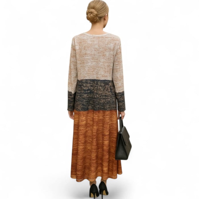 Rochie lunga cu dungi si decolteu in anchior [2]