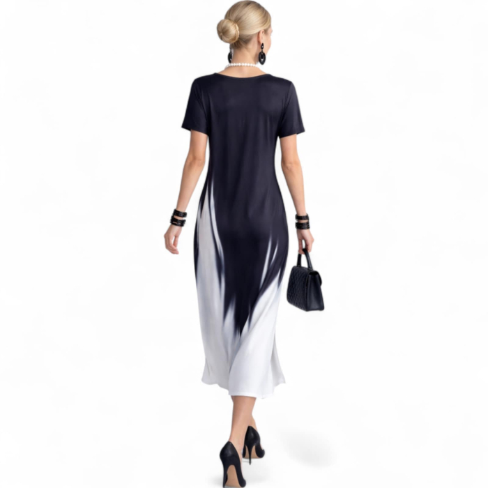 Rochie lunga cu imprimeu negru si alb [2]