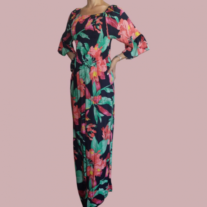 rochie lunga de vara cu insertie din elastic la bust [5]
