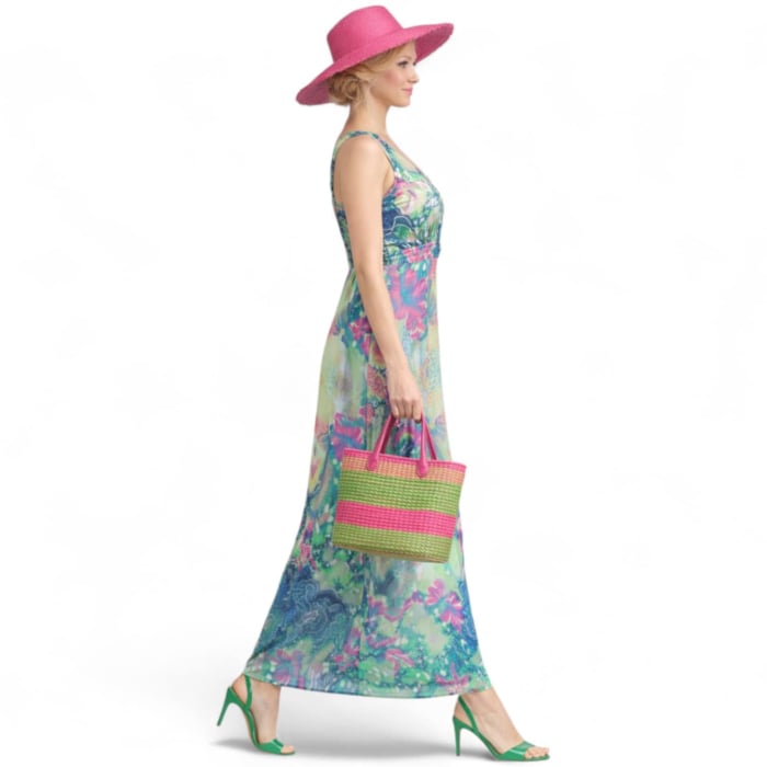 Rochie Lunga din Lycra cu Brosa la Bust si Plasa Elastica la Spate [2]