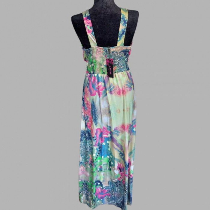 Rochie Lunga din Lycra cu Brosa la Bust si Plasa Elastica la Spate [4]