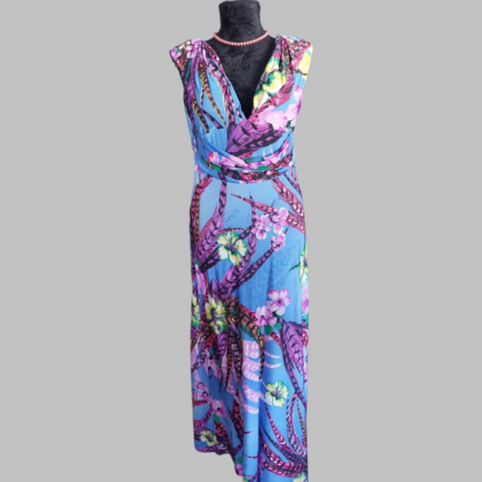 Rochie Lunga Lycra cu Decolteu Adanc pe Fata si Spate [4]