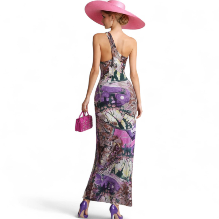 Rochie Lunga din Lycra cu o Bretea pe Umar [3]