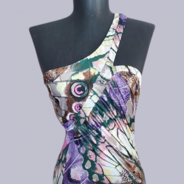 Rochie Lunga din Lycra cu o Bretea pe Umar [4]