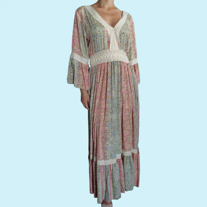 Rochie Lunga din Matase Indiana cu Banda Macrame [4]