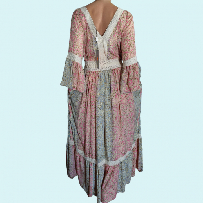 Rochie Lunga din Matase Indiana cu Banda Macrame [2]