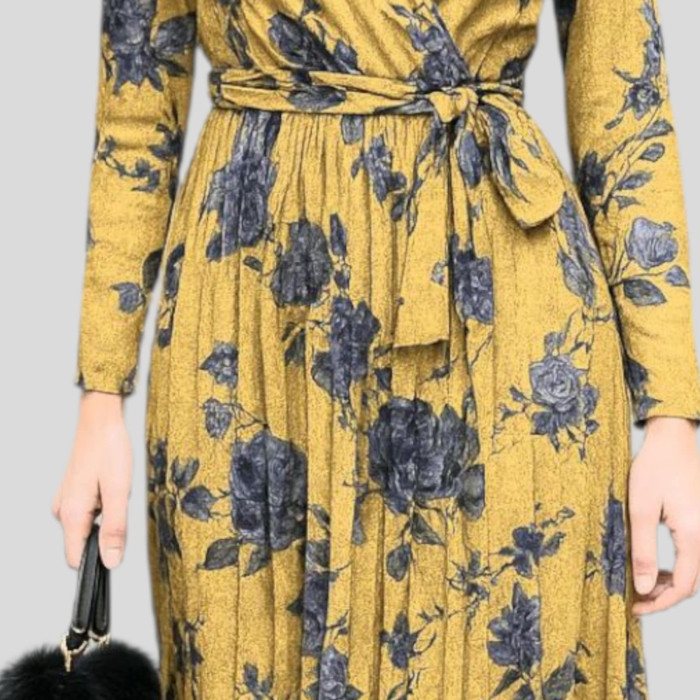 rochie lunga parte peste parte plisata [3]