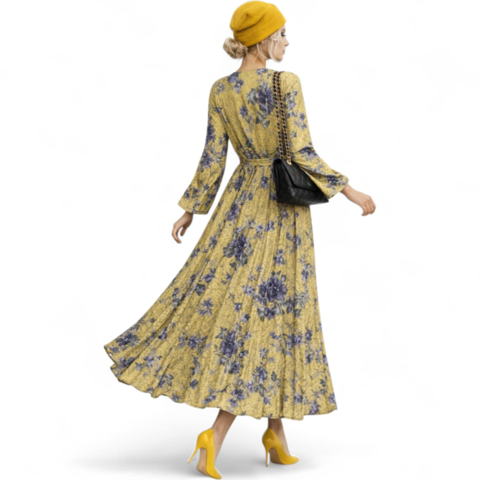 rochie lunga parte peste parte plisata [3]