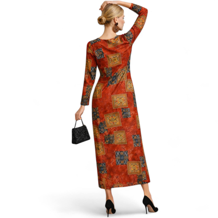 Rochie lunga pentru primavara vara pe fond caramiziu [3]