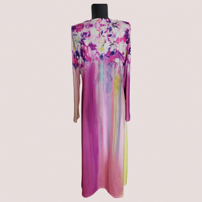 rochie lunga primavara vara cu imprimeu floral in degrade [2]