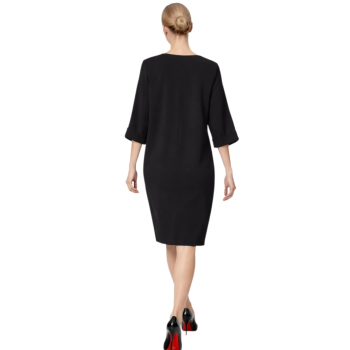 Rochie neagra bumbac si paiete cu cadere lejera si buzunare [2]