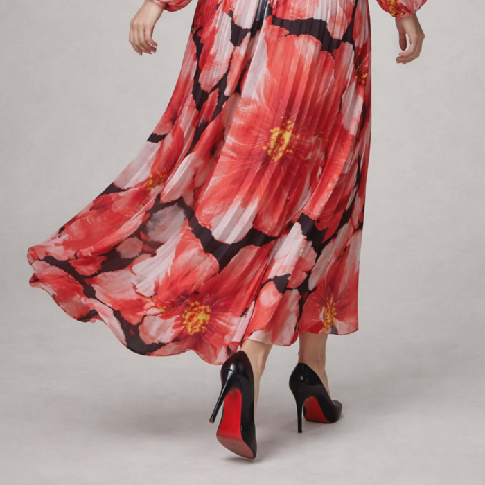 Rochie spectaculoasa cu design feminin plisata si funda la spate [2]