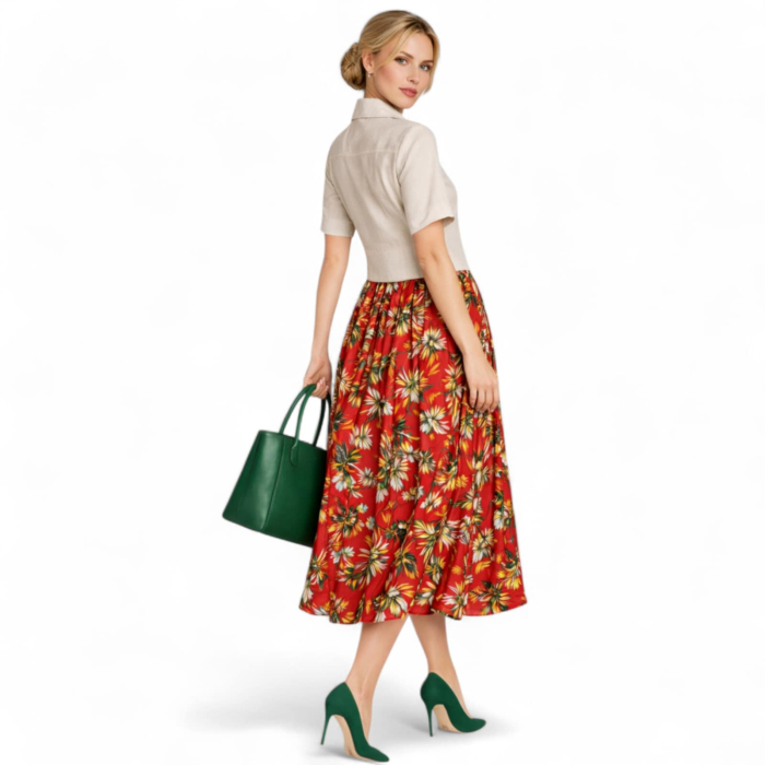 Rochie Tip Camasa din Vascoza cu Doua Parti si Cordon [3]