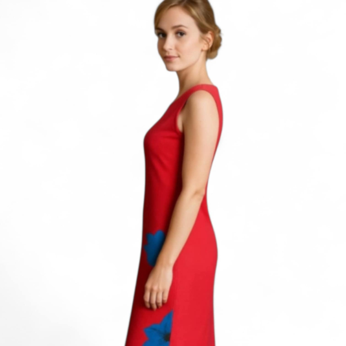 Rochie tip office cu imprimeu floral pe partea din fata fara maneci [2]