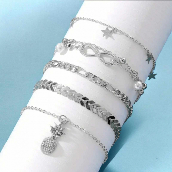 set-de-sase-bratari-pentru-glezna-din-metal-gablont-si-perle [3]