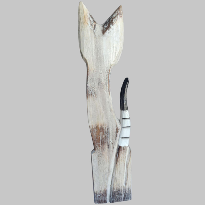 Statueta in forma de pisica din lemn pictata si sculptata manual [2]