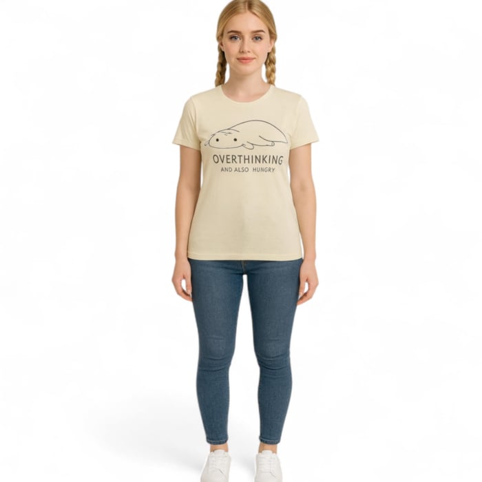 Tricou din bumbac galben pai  cu desen pisica esuata [2]