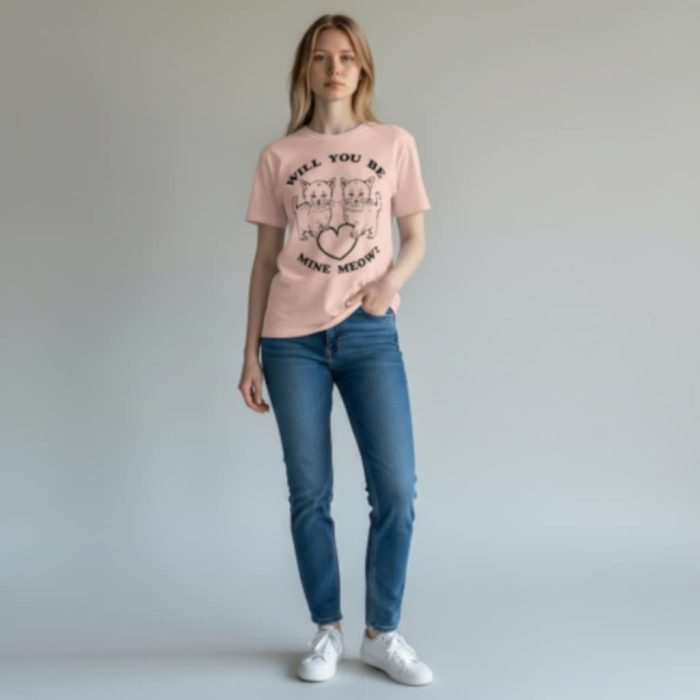 Tricou Roz din Bumbac cu Desen Doua Pisicute Iubarete [2]