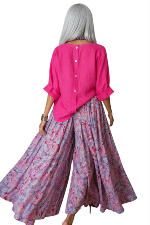 Fusta pantalon ampla din matase indiana cu brau [1]