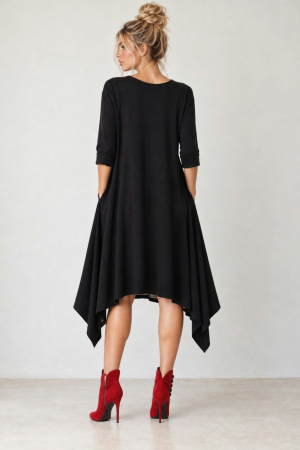 Rochie din bumbac asimetrica cu multe pisici si buzunare [1]
