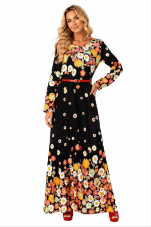 Rochii sezon cald - Rochie cu imprimeu floral si decolteu rotund