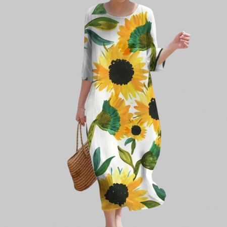 Rochii lycra & poliester & voal - Rochie cu Imprimeu Floarea Soarelui