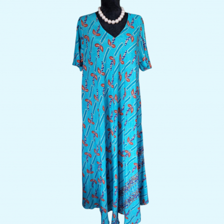 Rochii matase - Rochie asimetrica din matase indiana cu maneca scurta