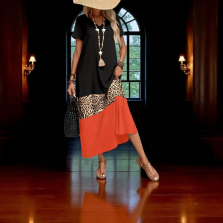 Imbracaminte - Rochie de Vara Cu Banda Animal Print la Sold