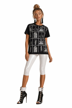 Bluza bumbac - Bluza din bumbac pe fond negru cu imprimeuri albe