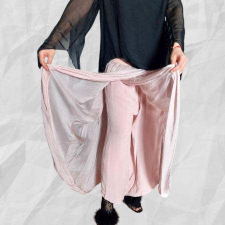 Pantaloni Asimetrici din Matase cu Fusta Suprapusa Parte peste Parte [2]