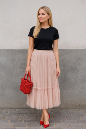 Fusta eleganta cu doua fete din tulle si catifea fina [2]