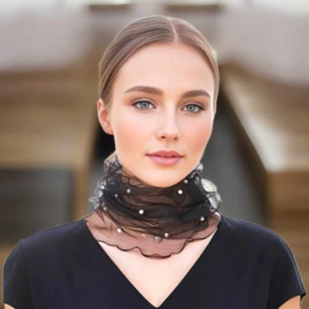 Accesorii - Esarfa Burlan din Voal cu Perle