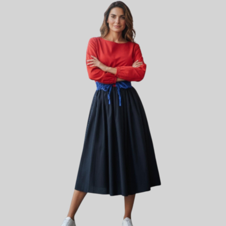 Imbracaminte - Rochie din bumbac in trei culori si talie accentuata incretita