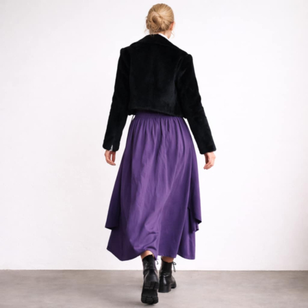 Pantaloni din bumbac mov cu suprapunere fusta si elastic in talie [1]