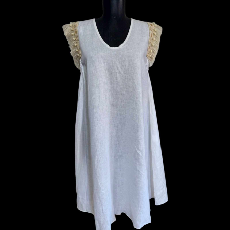 Rochii in - rochie-de-vara-mini-din-in-cu-macrame-si-franjuri-la-maneca