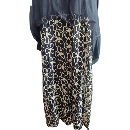 Rochie din bumbac si tulle cu flori din fir lame auriu [2]