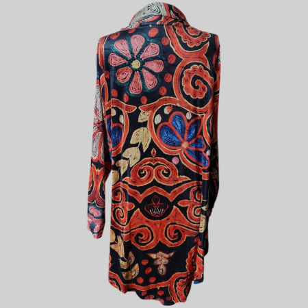 Rochie tip tunica asimetrica cu imprimeu etnic multicolor [2]