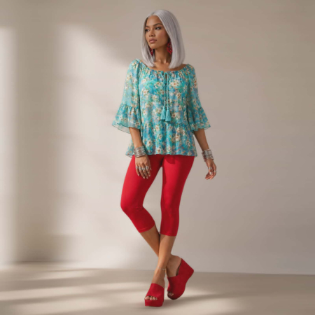 Bluza din bumbac cu volane la maneci si imprimeu floral [1]
