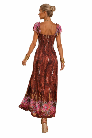 Rochie lunga din lycra cu plasa  elastica la bust [2]