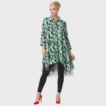 Camasi - Camasa asimetrica din bumbac si tulle pentru colanti