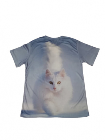 Tricouri pisici - Tricou cu Desen Pisica Alba