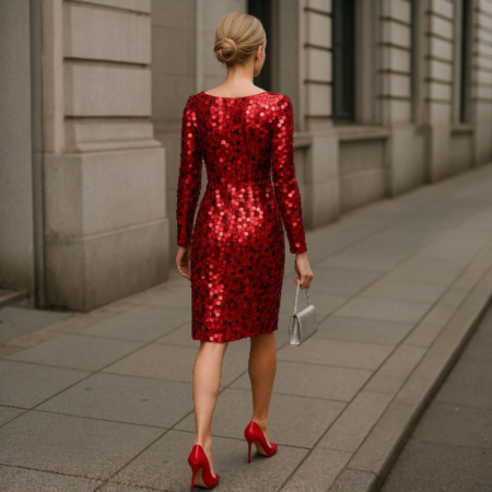 Rochie din paiete rosii si argintii pentri ocazii deosebite [1]