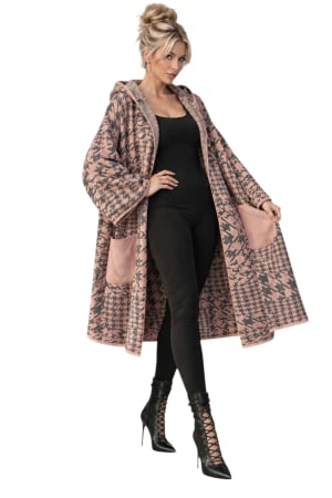 Cardigane/Blazere/Paltoane - Cardigan tricot amplu cu buzunare supradimensionate si gluga