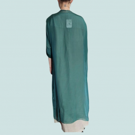 Cardigan Verde Transparent din Matase cu Maneca [2]